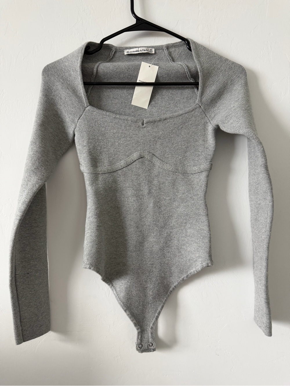 Abercrombie Gray Long-Sleeve Bodysuit